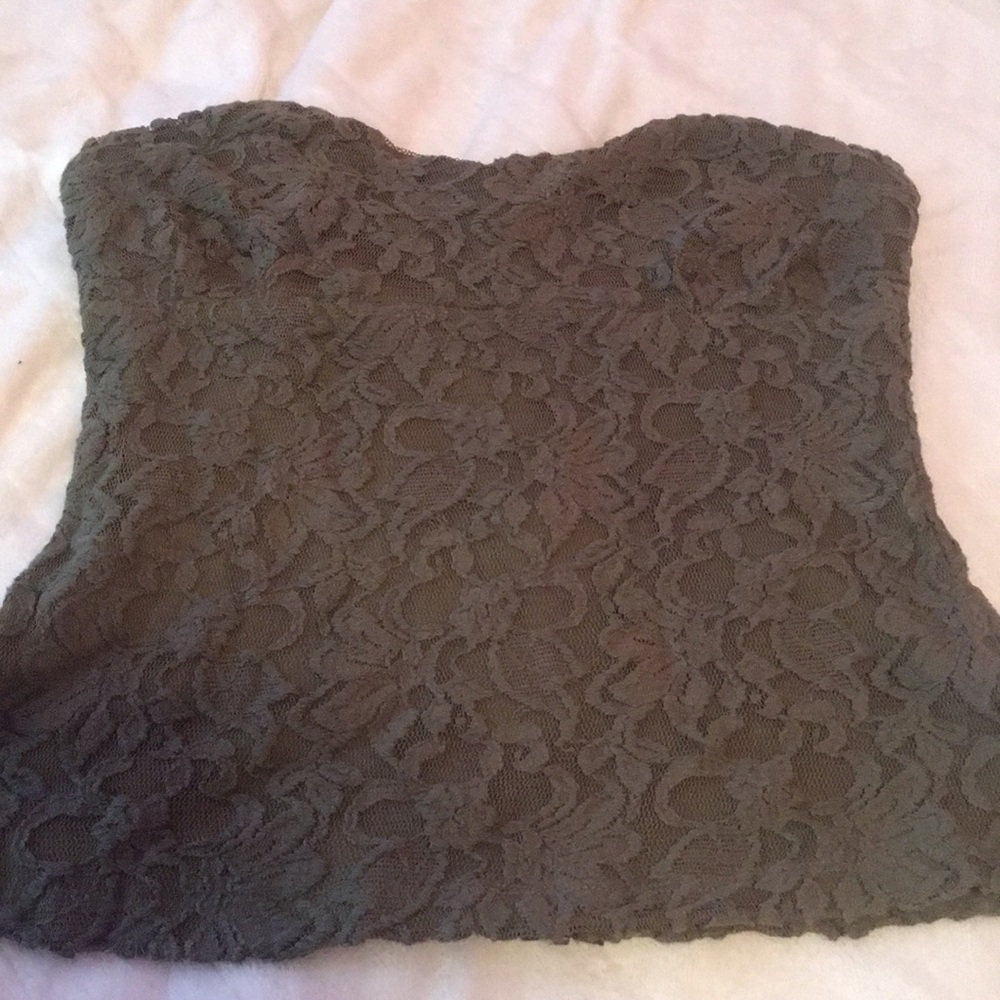 olive green strapless top